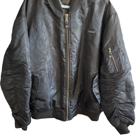 Vintage Y2K South Pole Men’s Reversible Puffer Bomber Jacket Coat Black Grey XXL - Picture 1 of 9